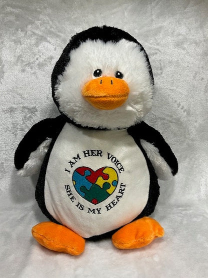 Autism Embroidery Penguin Plush personalized gift, Penguin gift, Penguin embroidered customized, Penguin embroidery buddy Penguin stuffed