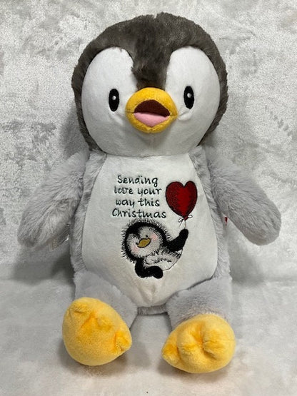 Christmas Penguin customized, personalized, Penguin set with book, Penguin Puddles embroidered, Christmas gift, Baby shower gift