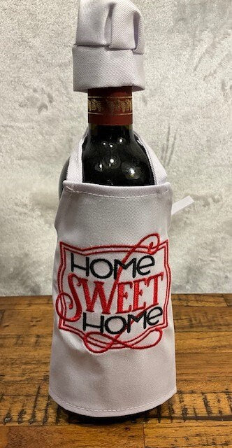 Housewarming Gift Basket, Home Sweet Home Realtor Gift, Wine Bottle Apron,  realtor closing gift, embroidered,  Louisiana realtor gift