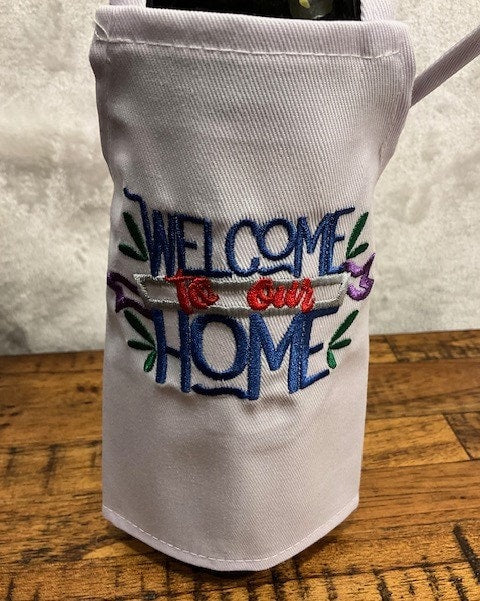 Housewarming Gift Basket, Home Sweet Home Realtor Gift, Wine Bottle Apron,  realtor closing gift, embroidered,  Louisiana realtor gift
