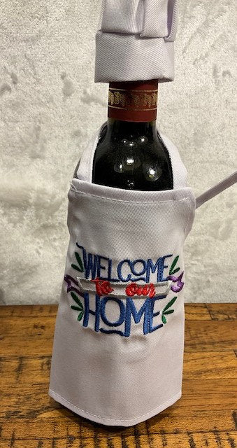 Housewarming Gift Basket, Home Sweet Home Realtor Gift, Wine Bottle Apron,  realtor closing gift, embroidered,  Louisiana realtor gift