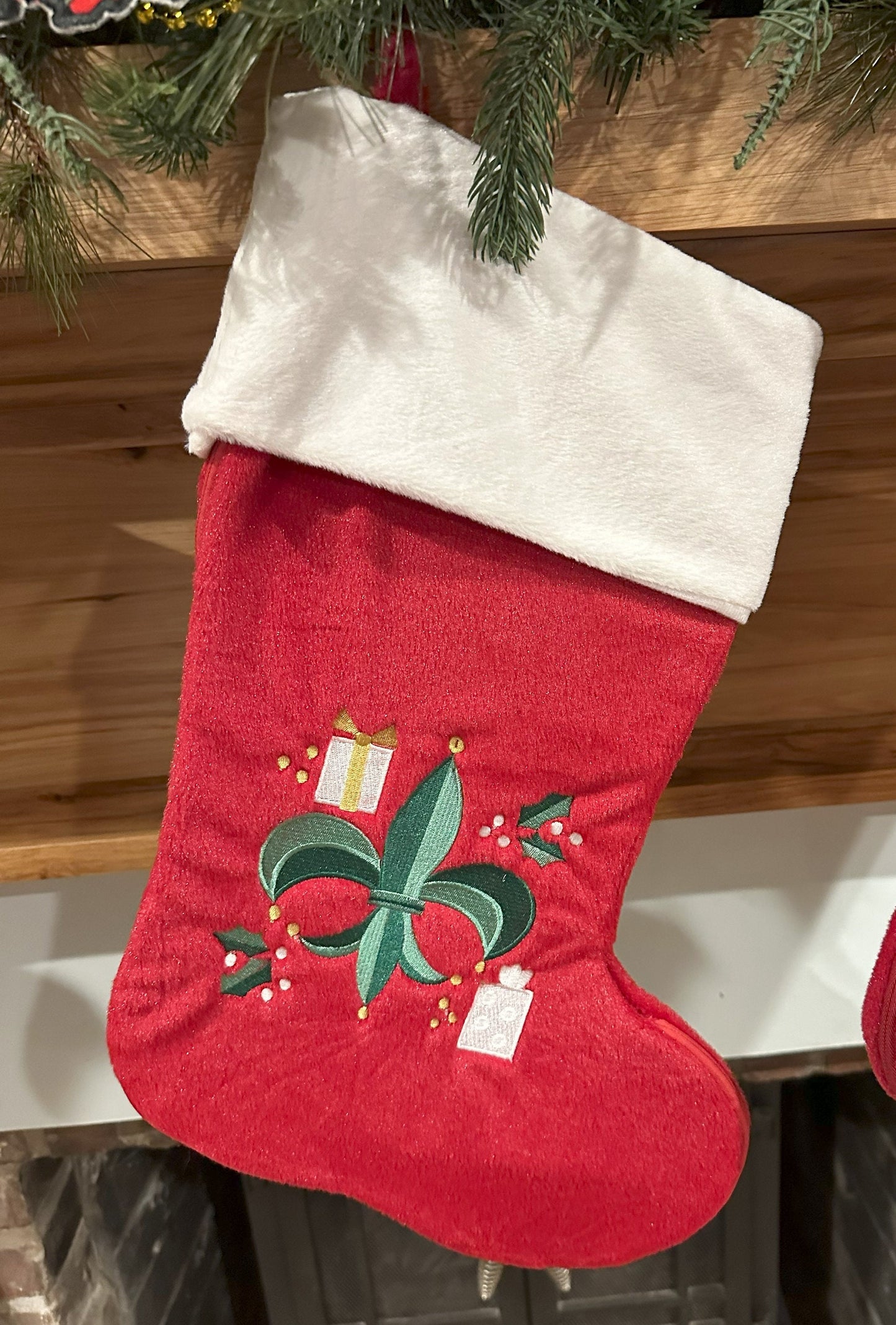 Christmas Cajun Stocking  - Embroidered