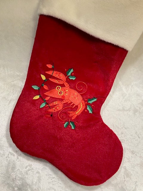Christmas Cajun Stocking  - Embroidered