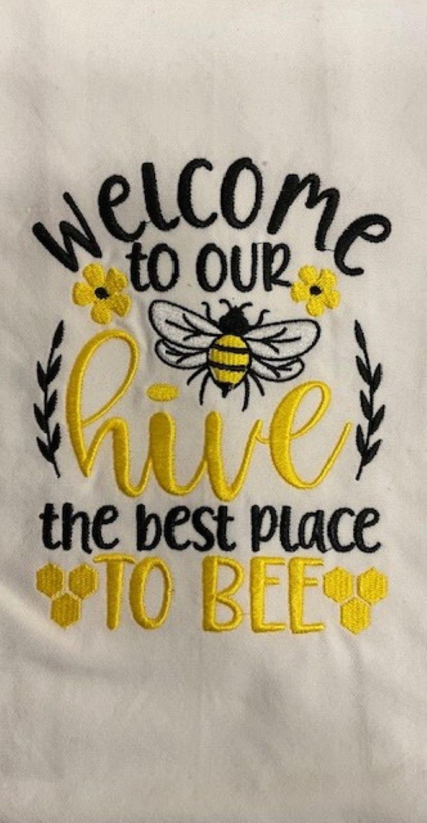 Bee Kind Kitchen Tea Towel Embroidered, Customized, Personalized, Bees, Guess What Bee Butt