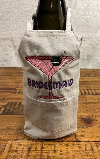 Bachelorette Party Wine Bottle Apron, Wine bottle cover, wine bottle cover, housewarming gift, wine bottle embroidery, Wedding party favors