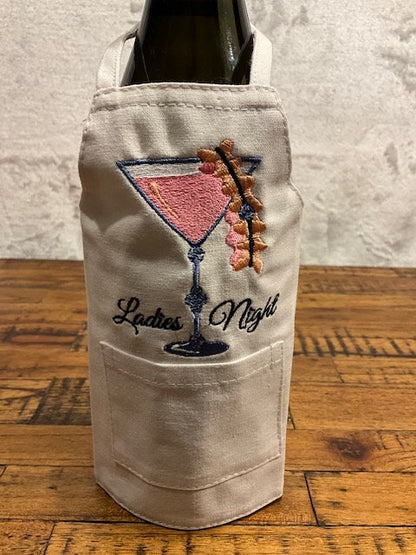 Bachelorette Party Wine Bottle Apron, Wine bottle cover, wine bottle cover, housewarming gift, wine bottle embroidery, Wedding party favors