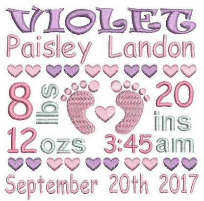Personalized Birth Announcement Dog Plush - Embroidered Baby Keepsake