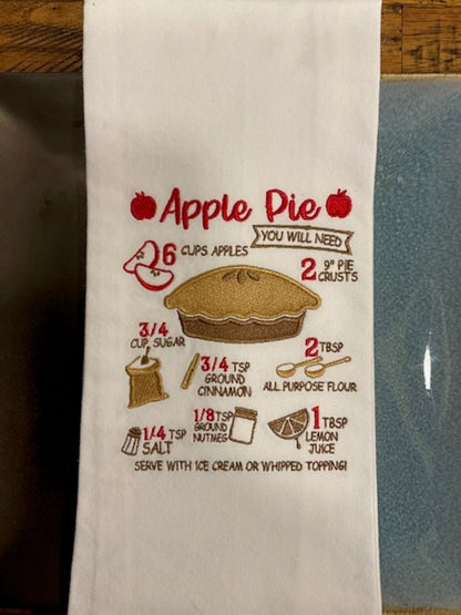 Pumpkin Pie, Pumpkin Spice Latte, Apple Cider Hot Drink Recipes, Apple Pie Cotton Kitchen Towels, Set of 4, embroidered Christmas home decor