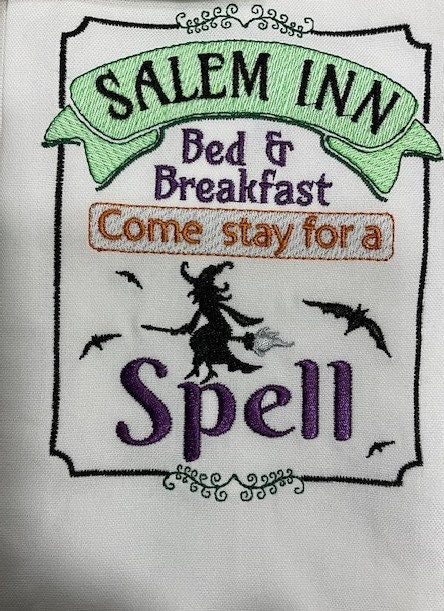 Halloween Kitchen Tea Towels embroidered customized, Haunted Halloween, A Wee Bit Wicked Tea towel