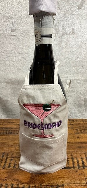 Bachelorette Party Wine Bottle Apron, Wine bottle cover, wine bottle cover, housewarming gift, wine bottle embroidery, Wedding party favors