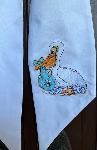 Baby Shower Cajun Wreath Sash, It's a Boy Pelican Wreath Sash, It's a Girl Pelican Wreath Sash, Baby Shower decoration, Cajun Celebration