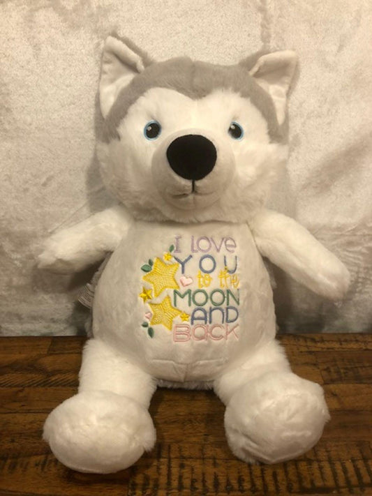 Personalized Blue Eyed Husky or Arctic Fox Plush - Embroidered Keepsake