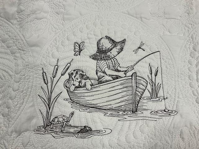 Baby Quilt, Fishing Quilt, Classic Baby Quilt, Personalized Quilt, Embroidered baby blanket, Customized,