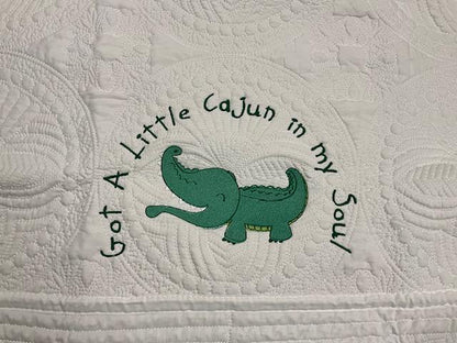 Got a Little Cajun in My Soul – Embroidered Baby Quilt | Personalized Alligator Baby Blanket | Southern Baby Shower Gift |
