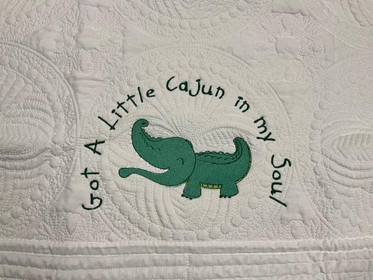 Got a Little Cajun in My Soul – Embroidered Baby Quilt | Personalized Alligator Baby Blanket | Southern Baby Shower Gift |