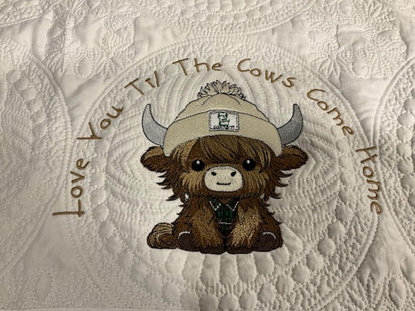 Baby Quilt, Highland Cow Quilt, Cow Train Quilt, Personalized Quilt, Embroidered baby blanket, Customized