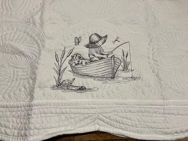 Baby Quilt, Fishing Quilt, Classic Baby Quilt, Personalized Quilt, Embroidered baby blanket, Customized,