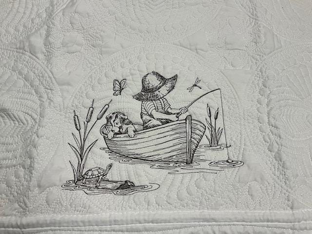 Baby Quilt, Fishing Quilt, Classic Baby Quilt, Personalized Quilt, Embroidered baby blanket, Customized,
