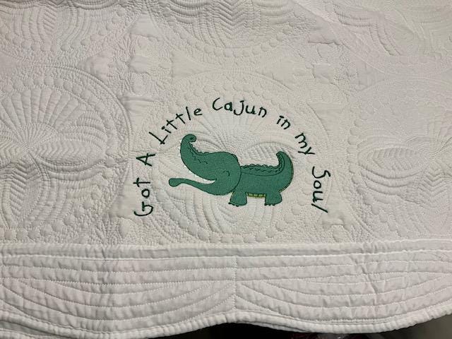 Got a Little Cajun in My Soul – Embroidered Baby Quilt | Personalized Alligator Baby Blanket | Southern Baby Shower Gift |
