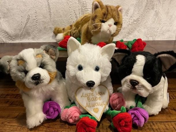 Mother's Day Puppy Plush Gift with Personalized Heart Tag & Optional Rose | 11” Stuffed Animal | Custom Dog Breed or Cat Plush