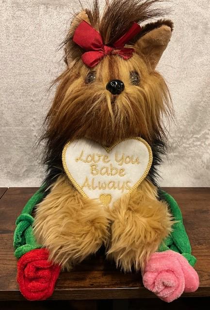 Mother's Day Puppy Plush Gift with Personalized Heart Tag & Optional Rose | 11” Stuffed Animal | Custom Dog Breed or Cat Plush