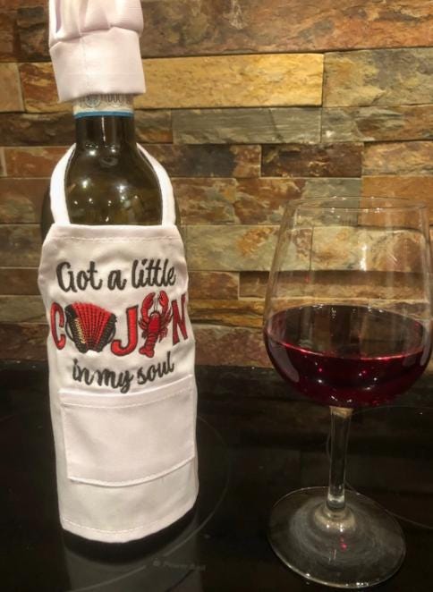 Cajun Wineaux Wine Bottle Apron, Wine Bottle Cover, embroidered, personalized