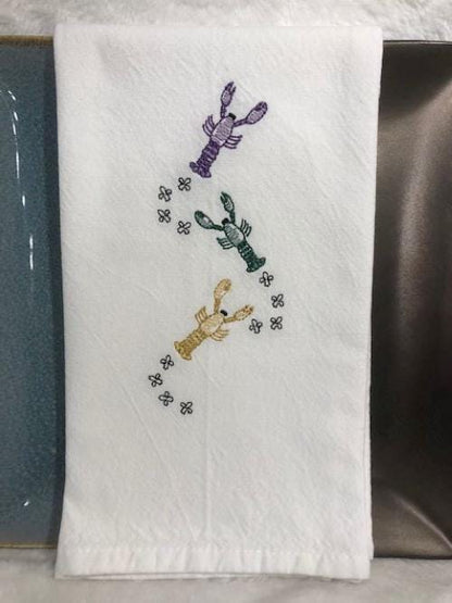 Mardi Gras New Orleans Streetcar Kitchen Tea Towel, Mardi Gras tea towel, embroidered
