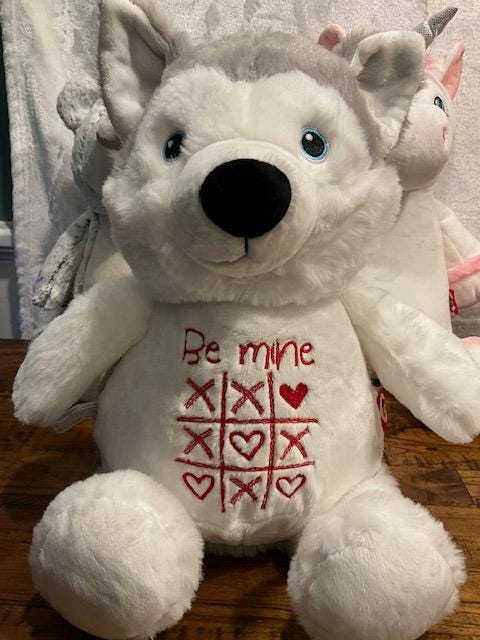Personalized Valentine Husky Plush – Embroidered Keepsake
