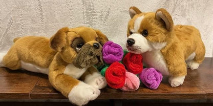 Mother's Day Puppy Plush Gift with Personalized Heart Tag & Optional Rose | 11” Stuffed Animal | Custom Dog Breed or Cat Plush