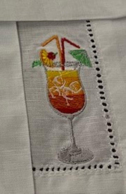 Alcohol themed Embroidered Cocktail Napkins, Boozy Cocktail Napkins set of 6, Bar Top Napkins, Tequila, Bloody Mary, Housewarming Gifts
