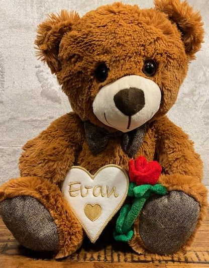 Teddy Bear Valentine Plush personalized, customized, Mother's Day gift, Teddy bear  embroidered, Valentine plush