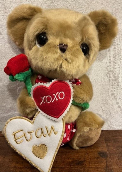 Teddy Bear Valentine Plush personalized, customized, Mother's Day gift, Teddy bear  embroidered, Valentine plush