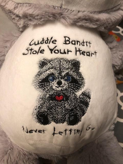 Personalized Raccoon Cuddle Bandit - Embroidered Baby Keepsake