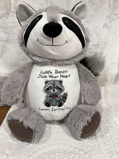 Personalized Raccoon Cuddle Bandit - Embroidered Baby Keepsake