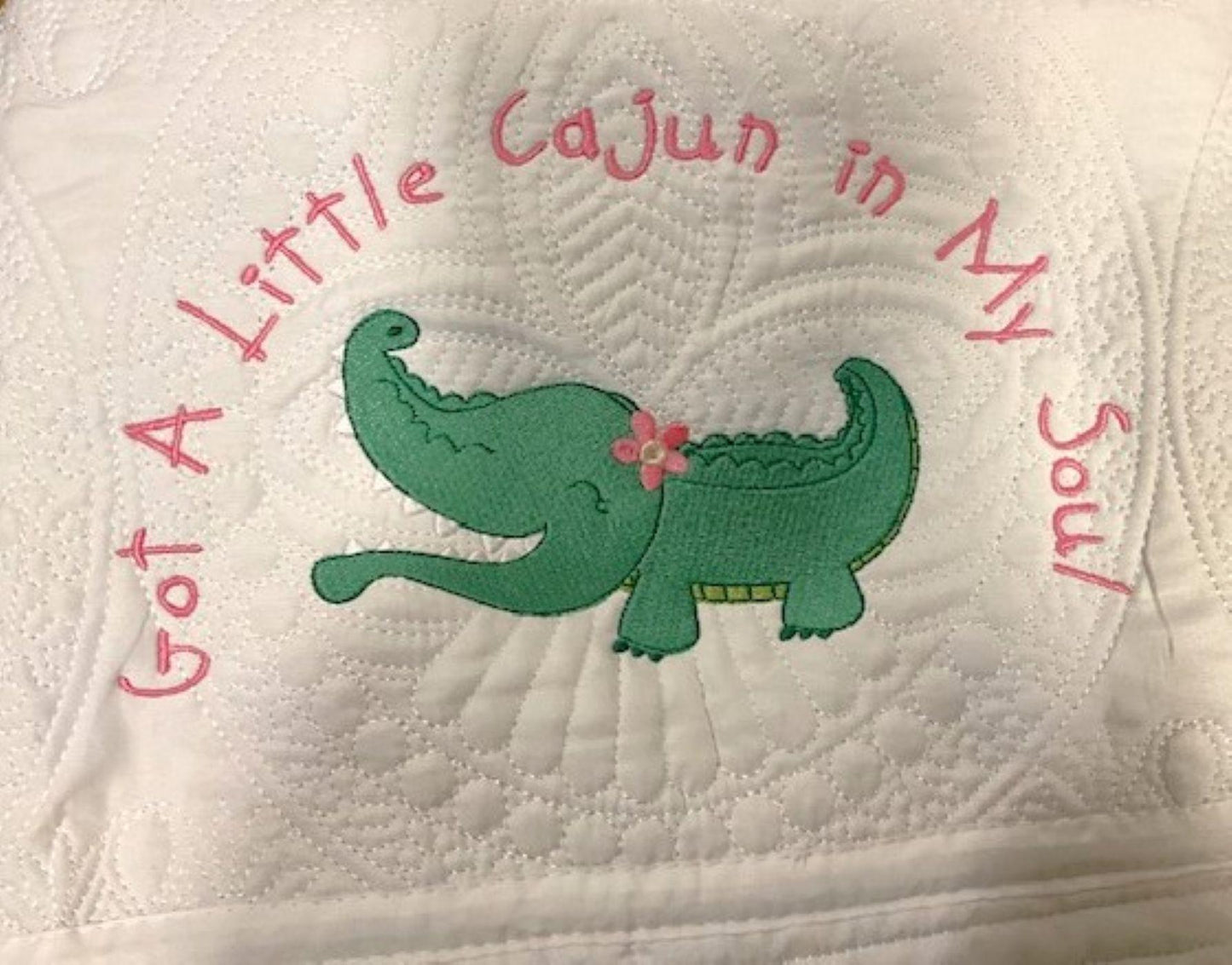 Got a Little Cajun in My Soul – Embroidered Baby Quilt | Personalized Alligator Baby Blanket | Southern Baby Shower Gift |
