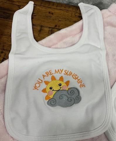 You Are My Sunshine Baby Gift Set | Embroidered Bib, Burp Cloth & Lovie | Baby Shower Gift | Southern Baby Gift |