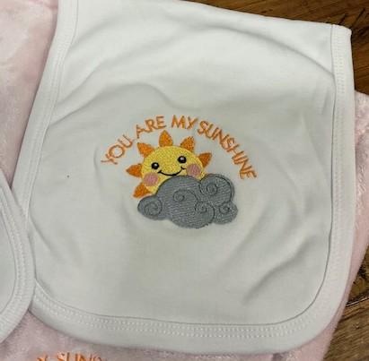 You Are My Sunshine Baby Gift Set | Embroidered Bib, Burp Cloth & Lovie | Baby Shower Gift | Southern Baby Gift |