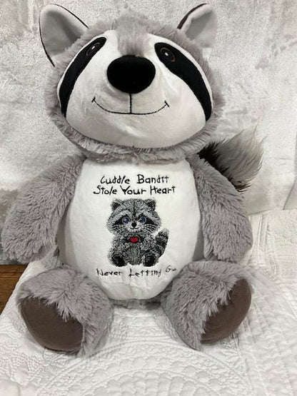 Personalized Raccoon Cuddle Bandit - Embroidered Baby Keepsake