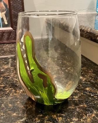 Hand-Painted Cajun Wine Glass | Louisiana Art | Unique Mardi Gras Gift | Crawfish | Fleur-de-lis | Custom Southern Glassware