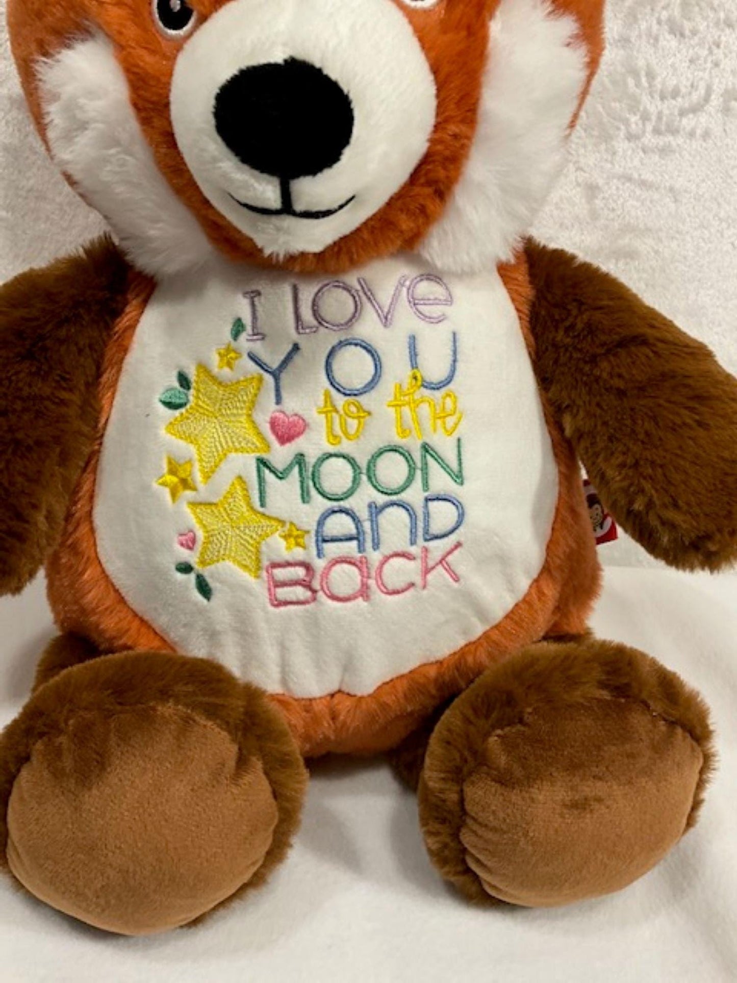 Personalized Red Panda Stuffed Animal – 16” Plush with “Love You to the Moon and Back” Embroidered – Custom Baby Gift or Birthday Keepsake