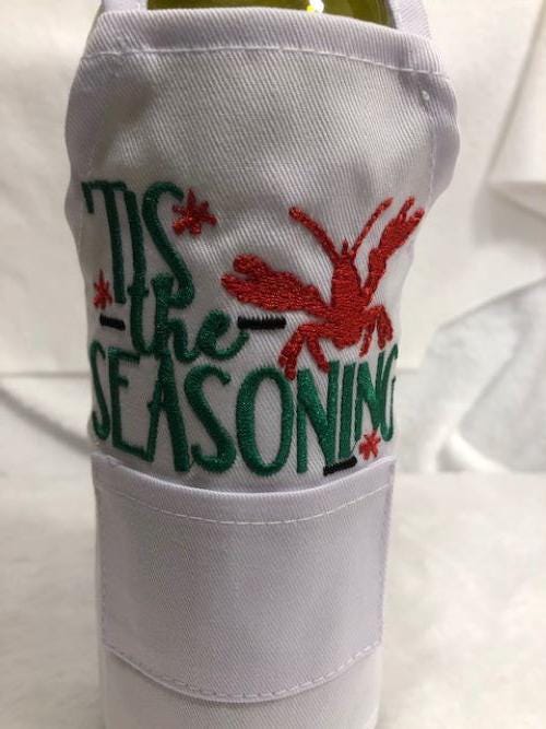 Santa Christmas Wine Bottle Apron, Wine bottle Cover Santa, embroidered, customized, personalized