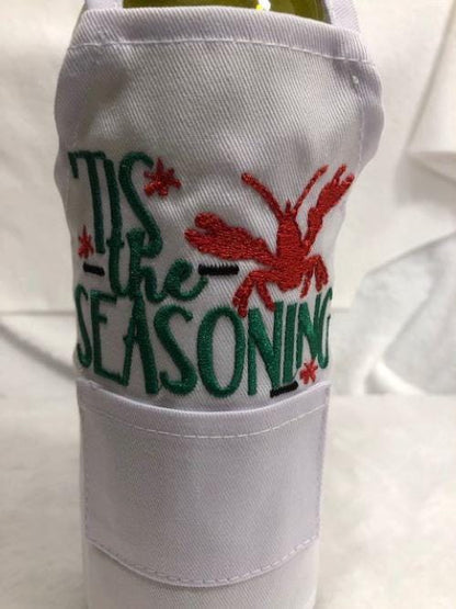 Santa Christmas Wine Bottle Apron, Wine bottle Cover Santa, embroidered, customized, personalized