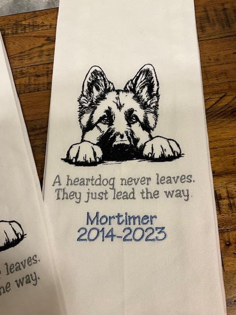 Dog German Shepherd Kitchen Tea Towel - Personalized Dog or Cat Gift - Embroidered Keepsake - Custom Memory Towel - Home Decor