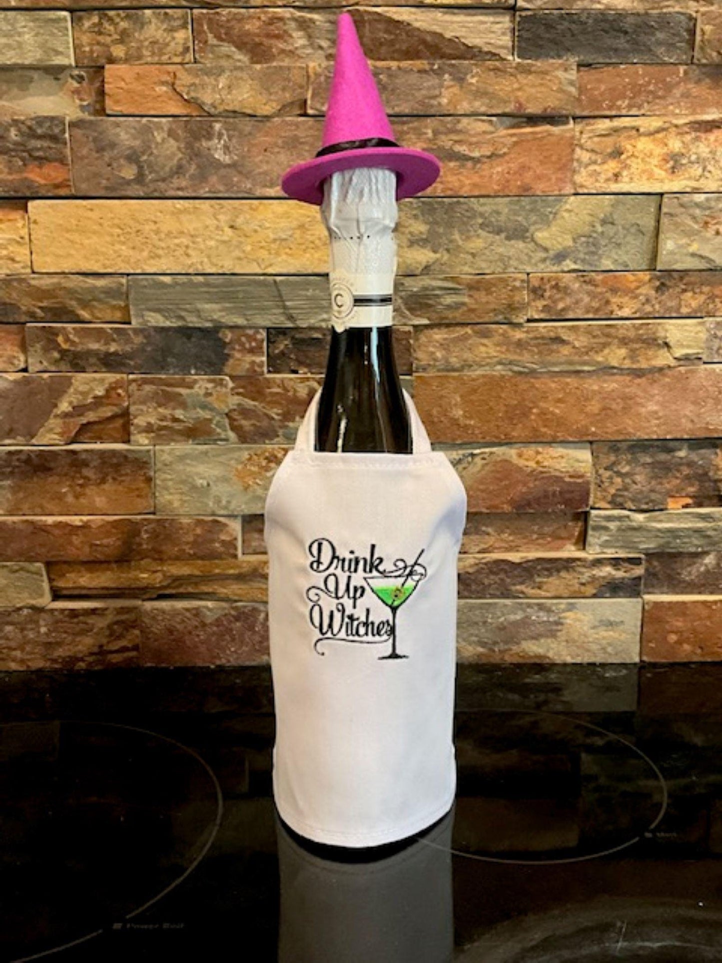 Halloween Embroidered Wine Bottle Aprons – Festive & Fun Designs