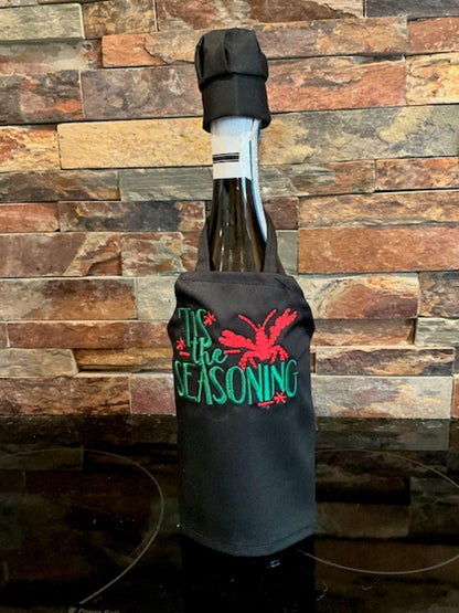 Christmas Embroidered Wine Bottle Apron – Holiday Spirits