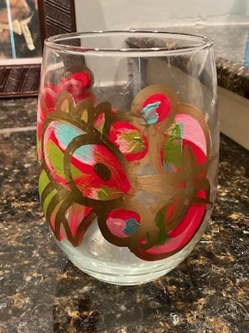 Hand-Painted Cajun Wine Glass | Louisiana Art | Unique Mardi Gras Gift | Crawfish | Fleur-de-lis | Custom Southern Glassware