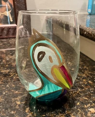 Hand-Painted Cajun Wine Glass | Louisiana Art | Unique Mardi Gras Gift | Crawfish | Fleur-de-lis | Custom Southern Glassware