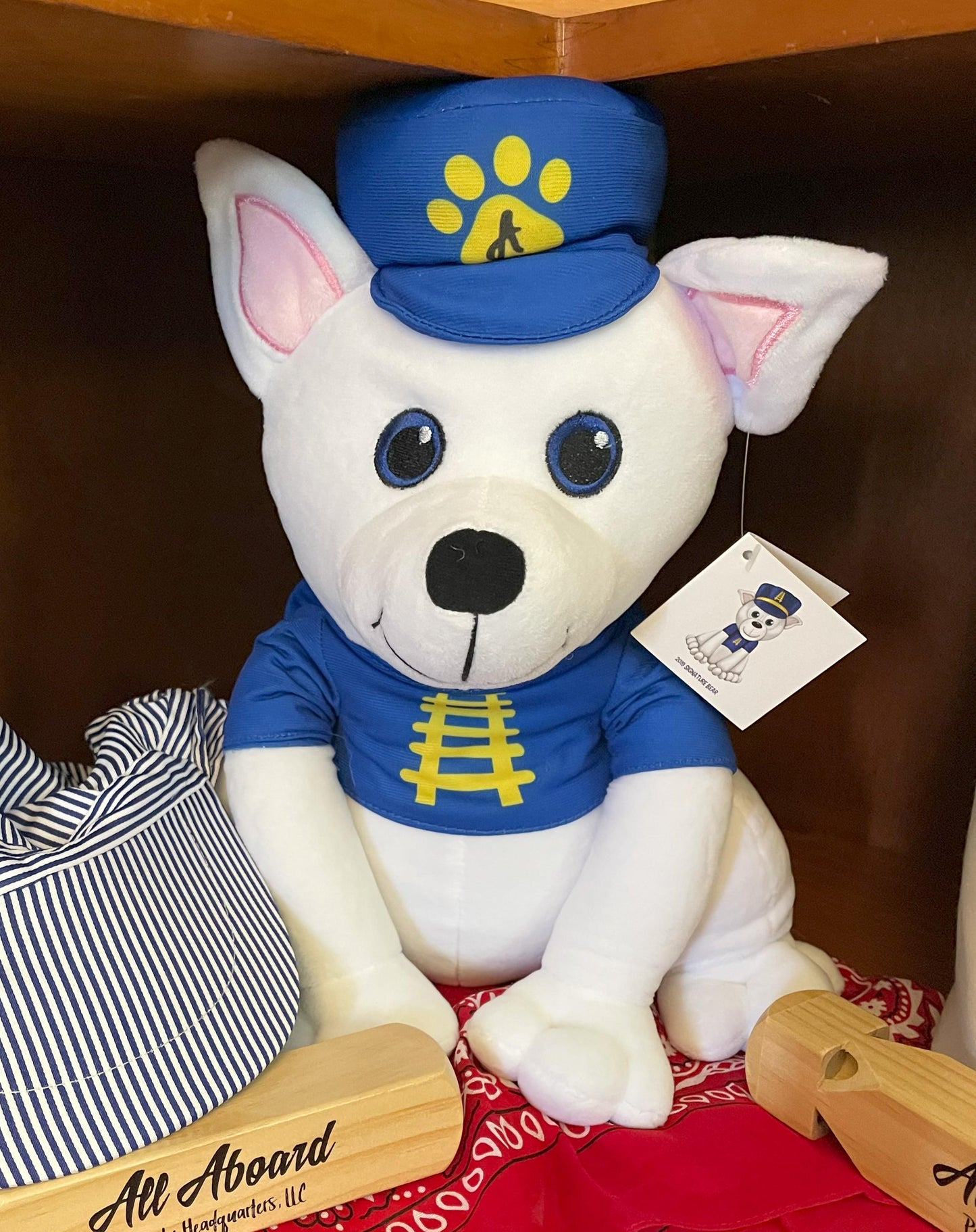 16" Bear Choo Choo Plush Mascot | Soft Stuffed Animal for Kids & Events | Trackless Train Companion | Collectible Toy | Gift for Train Lover