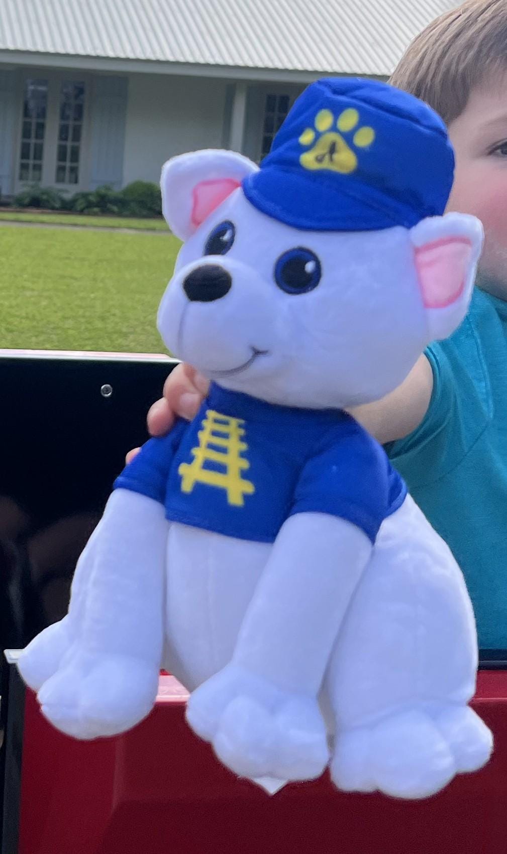 16" Bear Choo Choo Plush Mascot | Soft Stuffed Animal for Kids & Events | Trackless Train Companion | Collectible Toy | Gift for Train Lover
