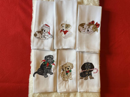 Dog Christmas Dinner Napkins– Embroidered